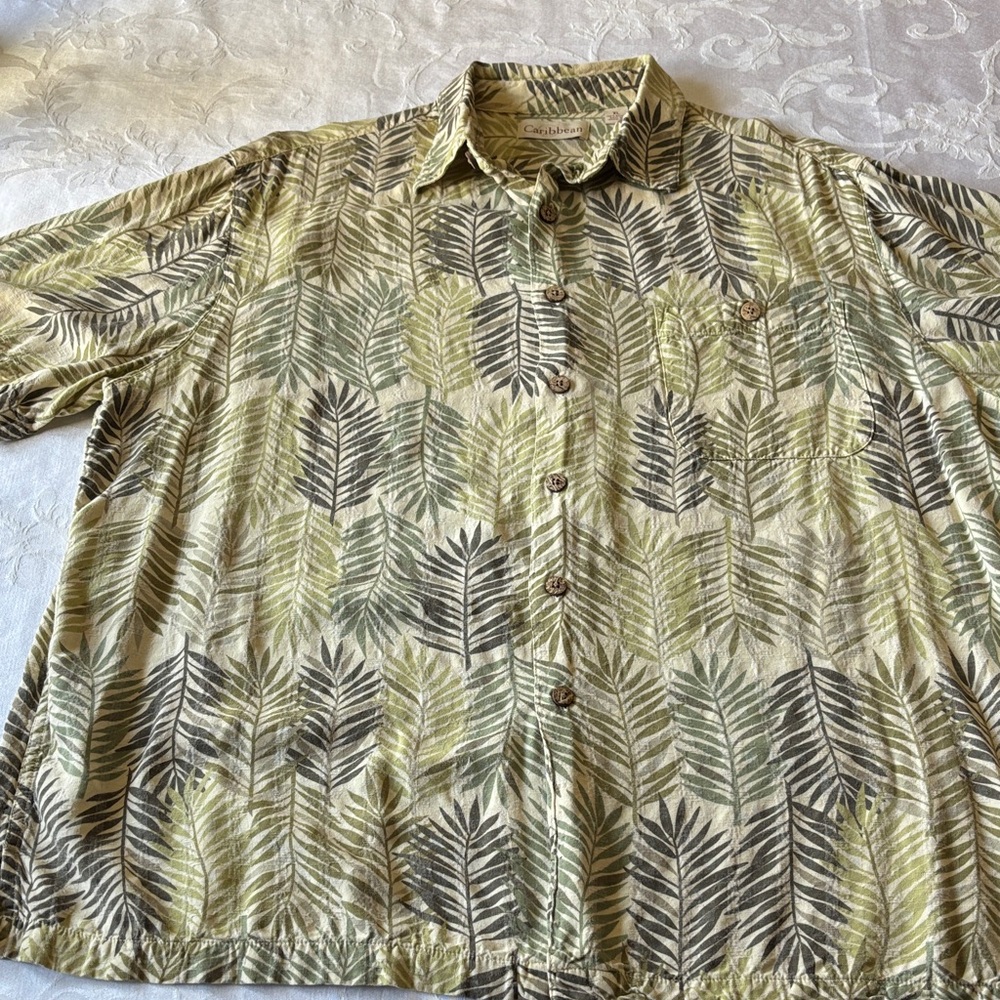 Caribbean Tropical Leaf Print Shirt